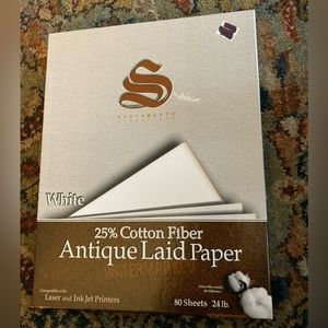 Southworth White 25% Cotton Fiber Antique Laid Paper 80 Sheets❤️🌹